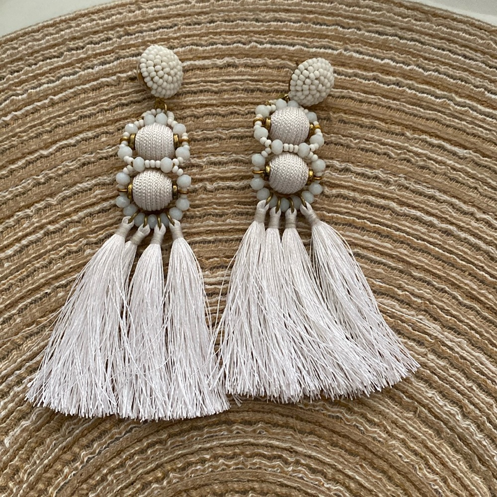 Fringe & Bead Tassel Dangle Earrings